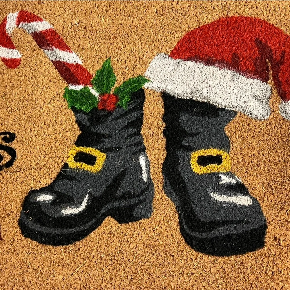 Festive Santa Welcome Mat - Black, Red, White